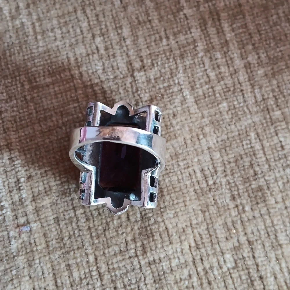 925 Silver Purple Crystal Ring